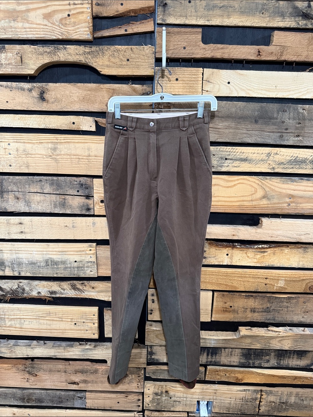 Eurostar womens pleated equestrian riding Britches pants Brown Size 28R Stirrups